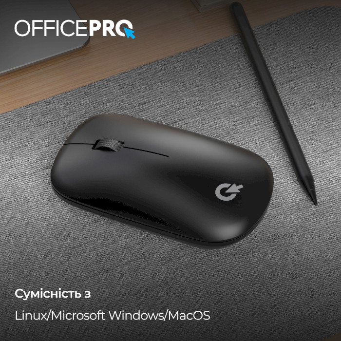 Миша OFFICEPRO M225B Silent Click Wireless Black