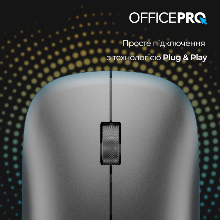 Миша OFFICEPRO M225G Silent Click Wireless Gray