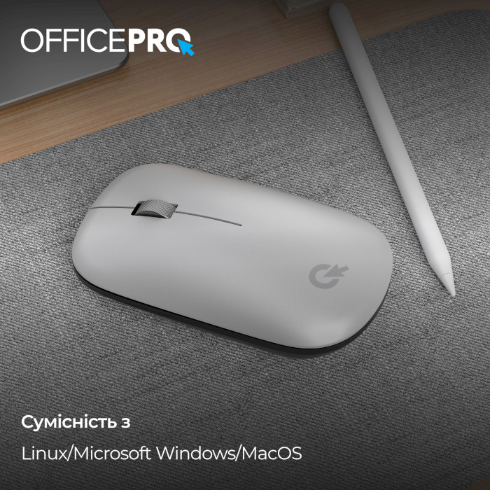 Миша OFFICEPRO M225S Silent Click Wireless Silver