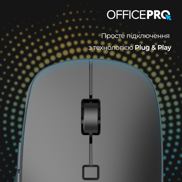 Мышь OFFICEPRO M305B Silent Click Ergonomic Wireless Black