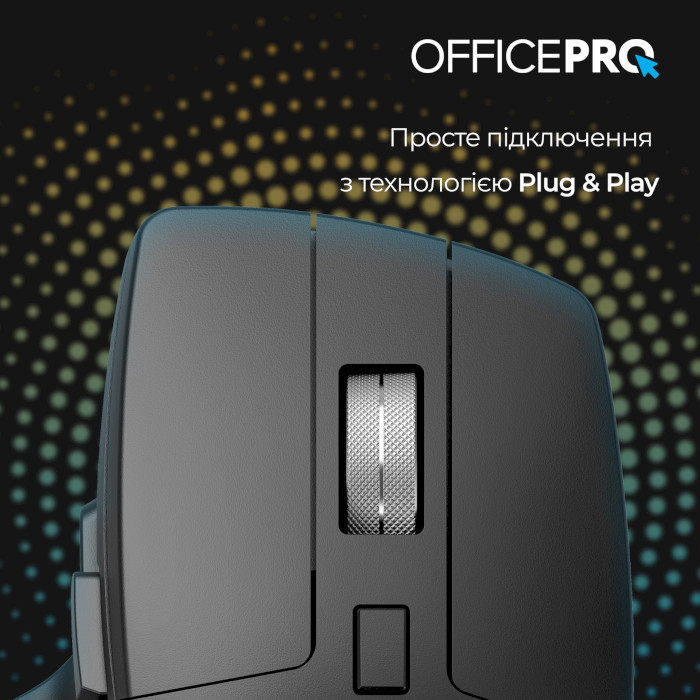 Мышь OFFICEPRO M395B Silent Click Ergonomic Wireless Black