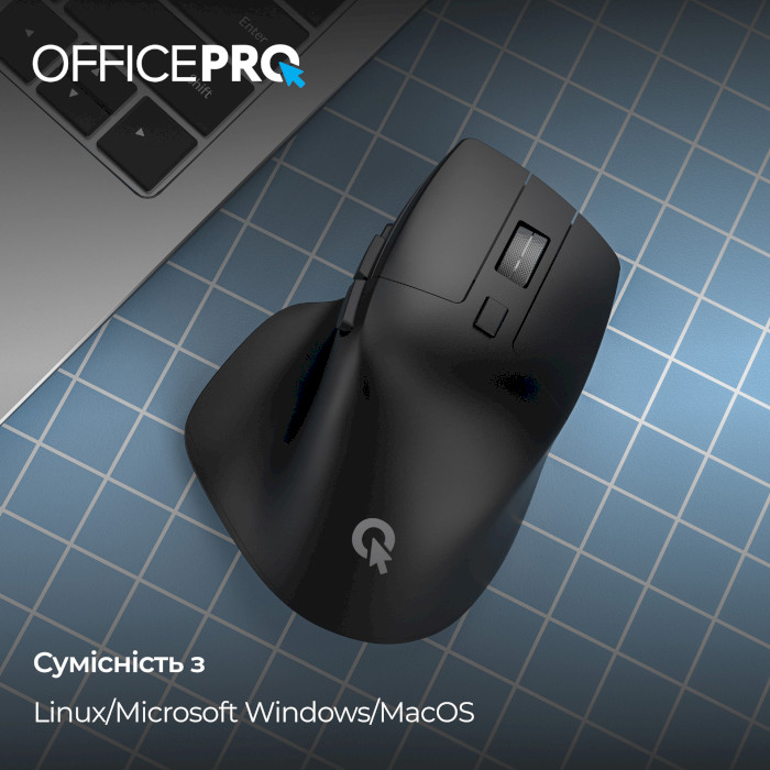 Миша OFFICEPRO M395B Silent Click Ergonomic Wireless Black