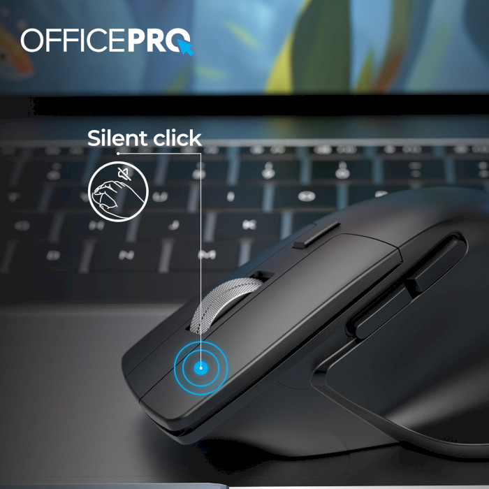 Миша OFFICEPRO M395B Silent Click Ergonomic Wireless Black