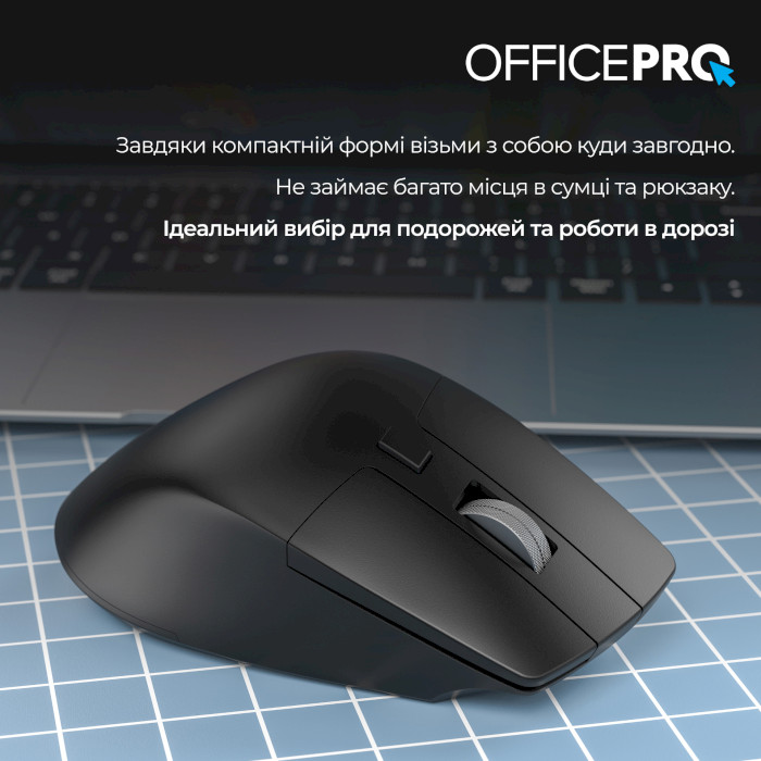 Миша OFFICEPRO M395B Silent Click Ergonomic Wireless Black