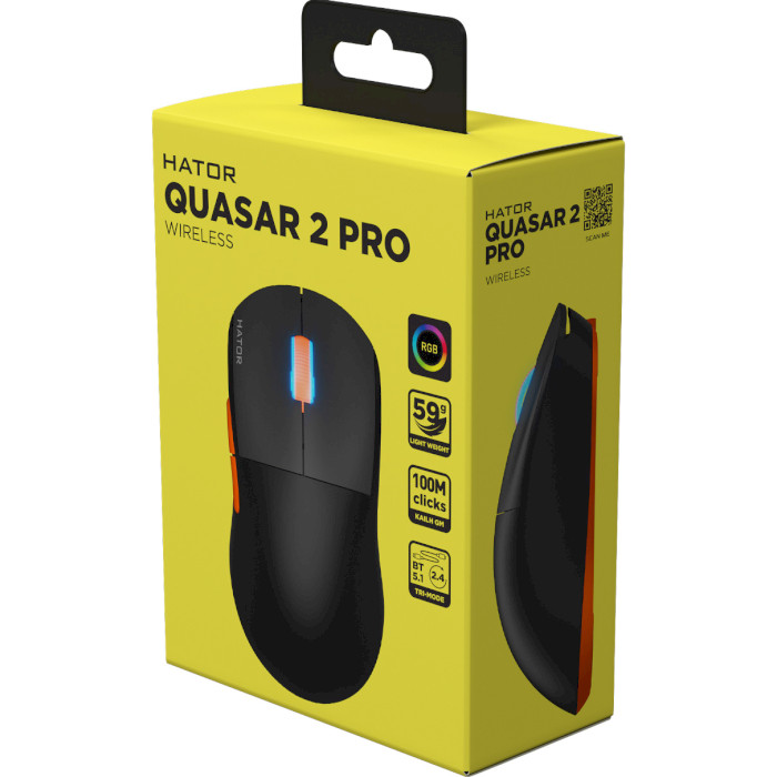 Миша ігрова HATOR Quasar 2 Pro Wireless Black/Orange (HTM560BO)