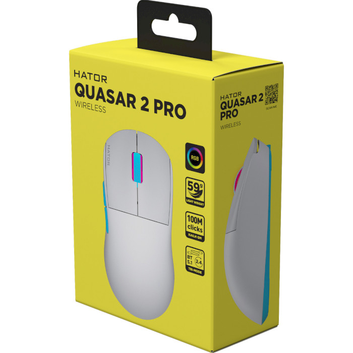 Мышь игровая HATOR Quasar 2 Pro Wireless White (HTM561WC)