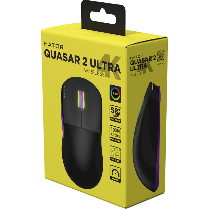 Миша ігрова HATOR Quasar 2 Ultra 4K Wireless Black/Lilac (HTM570BL)