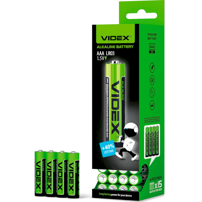 Батарейка VIDEX Alkaline AAA 4шт/уп (LR03/AAA 4PCS S)