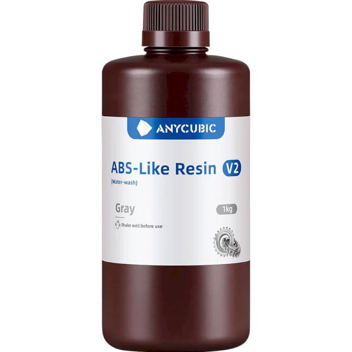 Фотополімерна гума для 3D принтера ANYCUBIC ABS-Like Resin V2, 1кг, Gray