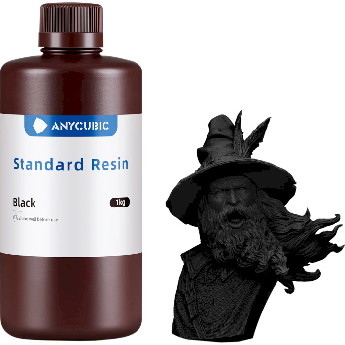 Фотополімерна гума для 3D принтера ANYCUBIC Standard Resin, 1кг, Black