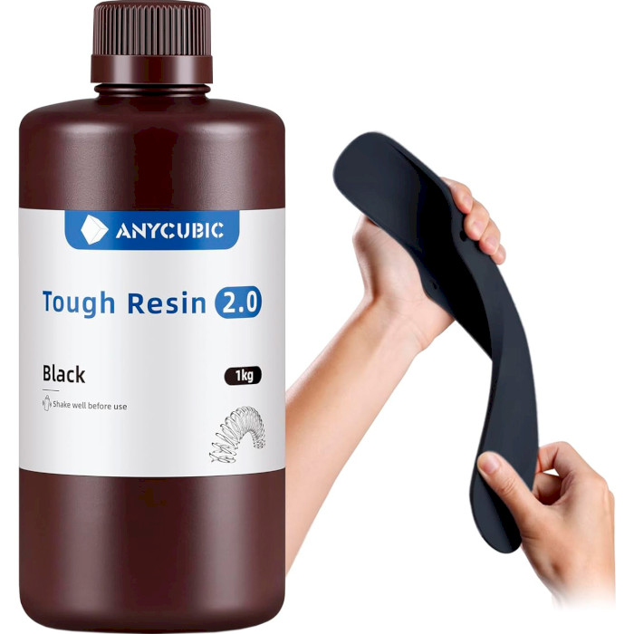 Фотополімерна гума для 3D принтера ANYCUBIC Tough Resin 2.0, 1кг, Black