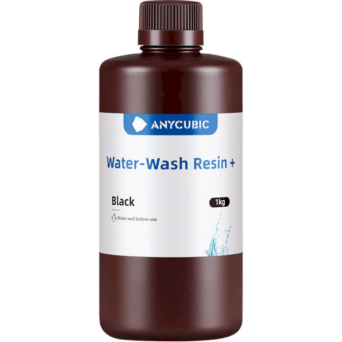 Фотополімерна гума для 3D принтера ANYCUBIC Water-Wash Resin+, 1кг, Black