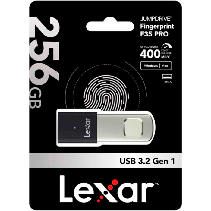 Флэшка LEXAR JumpDrive Fingerprint F35 Pro USB3.2 256GB (LJDF35P256G-RNBNG)