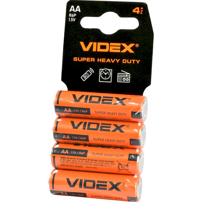 Батарейка VIDEX Super Heavy Duty AAA 4шт/уп (R03P/AAA 4PCS SC)