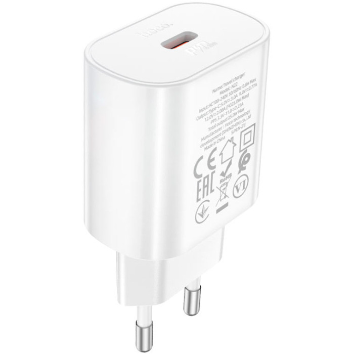 Зарядний пристрій HOCO N22 Jetta 1xUSB-C, PD25W White (6931474760067)