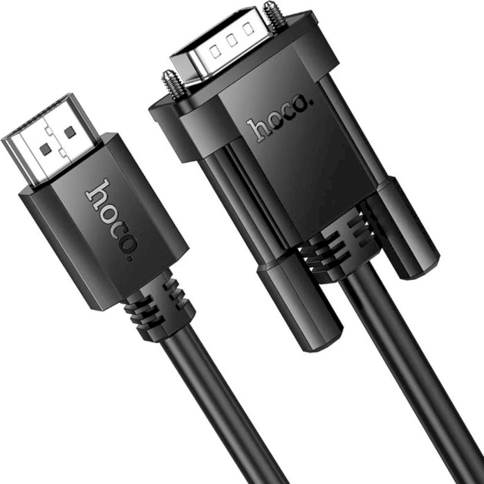 Кабель HOCO US12 HDTV Male to VGA Male HD Data Cable HDMI - VGA 1м Black (6942007628228)