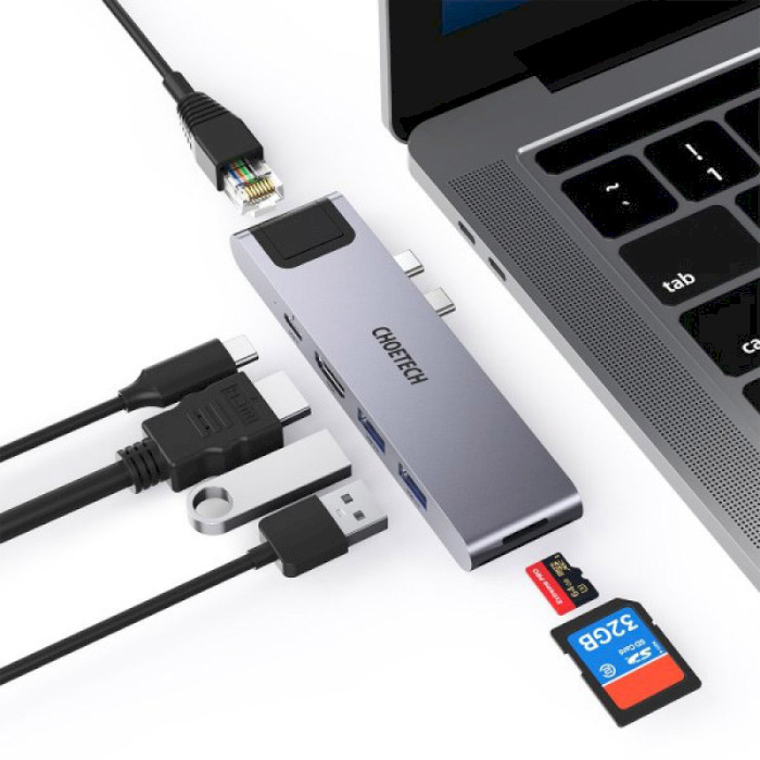 Порт-реплікатор CHOETECH M24 7-in-1 USB-C Hub for MacBook Pro/Air (HUB-M24)