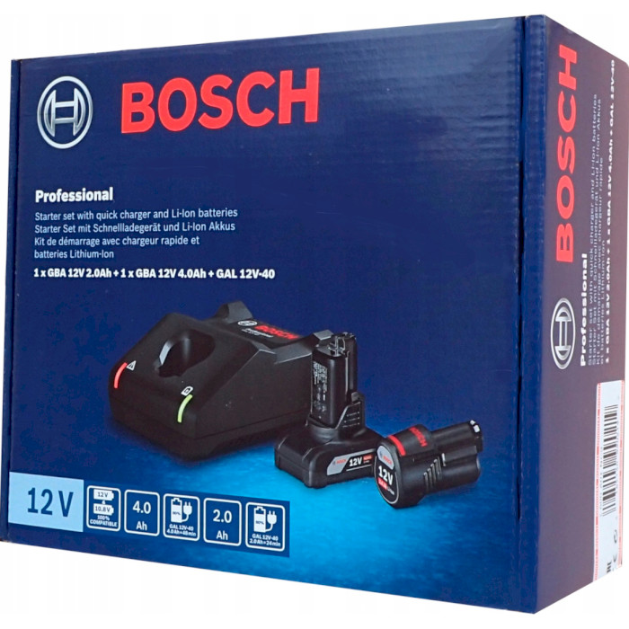 Зарядное устройство BOSCH GAL 12V-40 Professional + АКБ GBA 12V 2Ah + АКБ GBA 12V 4Ah (1.600.A01.NC9)