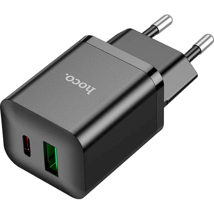 Зарядний пристрій HOCO N28 Founder 1xUSB-A, 1xUSB-C, PD20W, QC3.0 Black (6931474783509)