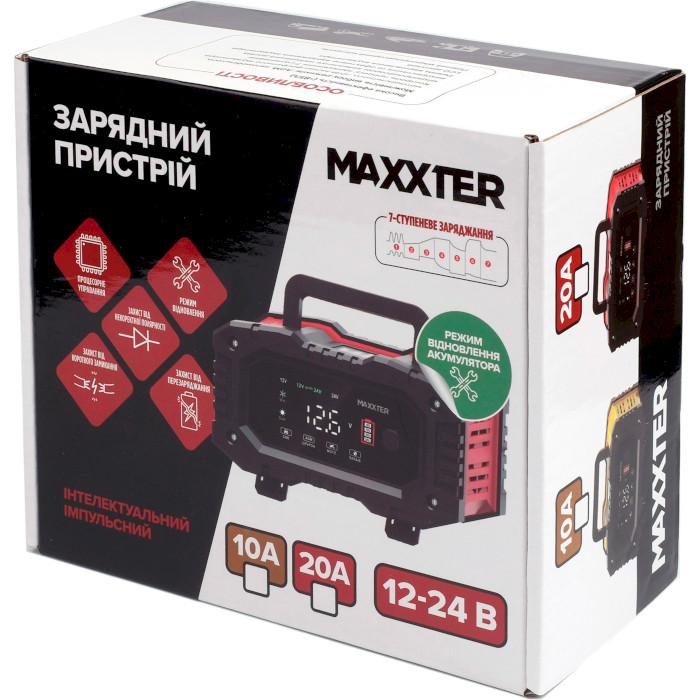 Зарядное устройство для АКБ MAXXTER MX-CHR-1224V20P LiFePO4/AGM 12V/24V 10/20А 300W