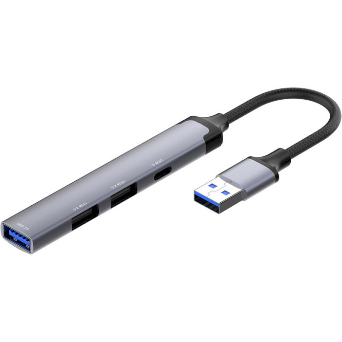 USB-хаб COLORWAY 4-in-1 USB-A to 1xUSB3.0, 2xUSB2.0, 1xUSB-C2.0 (CW-HUB05)