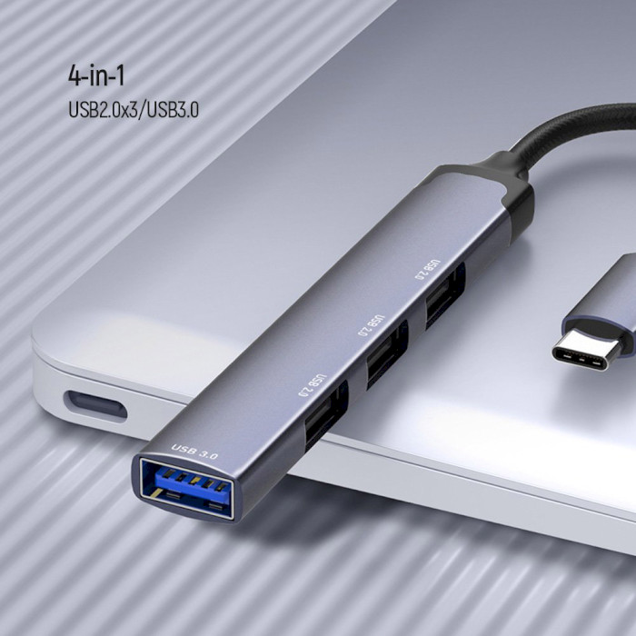 USB-хаб COLORWAY 4-in-1 USB-C to 1xUSB3.0, 3xUSB2.0 (CW-HUB04)