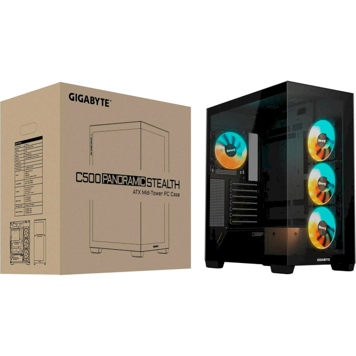 Корпус GIGABYTE C500 Panoramic Stealth Black (GB-C500P ST)