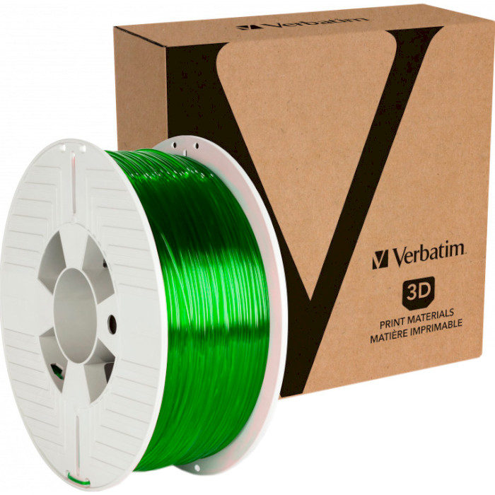 Пластик (филамент) для 3D принтера VERBATIM PETG 1.75mm, 1кг, Transparent Green (55057)