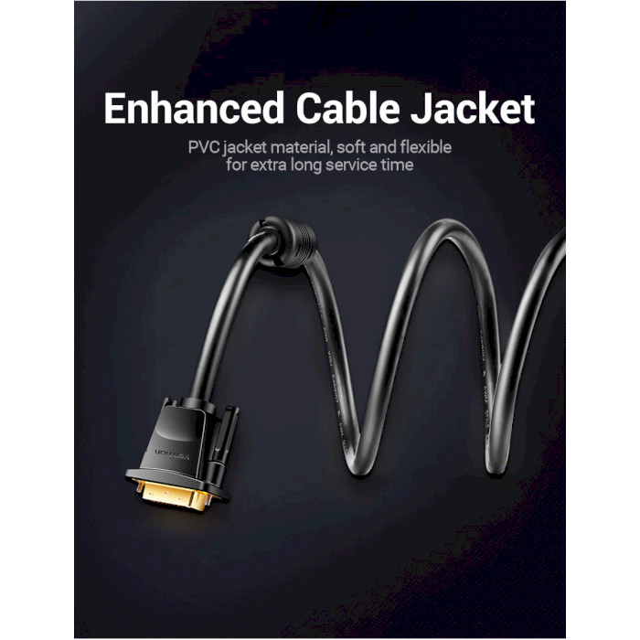 Кабель VENTION 2K 24+1 HD Cable DVI 2м Black (EAABH)