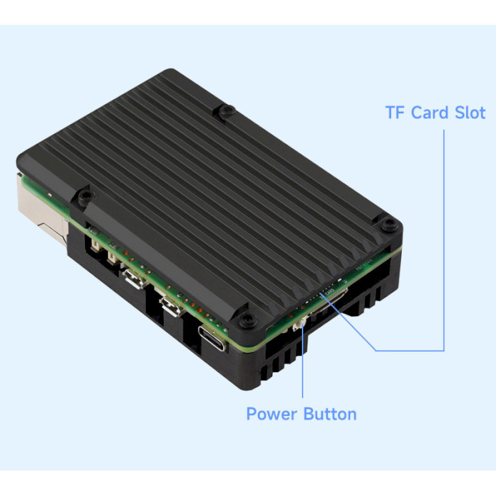 Корпус KUONGSHUN для Raspberry Pi 5, алюміній, 2 вентилятора (RA787)