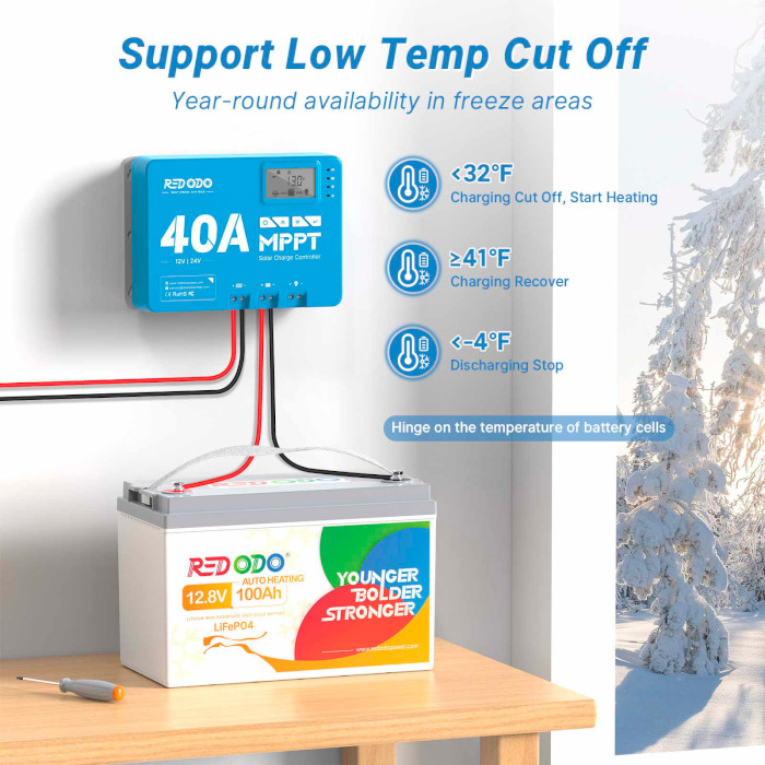 Аккумуляторная батарея REDODO LiFePO4 12V 100Ah Self-Heating (12.8В, 100Ач, BMS 100A)