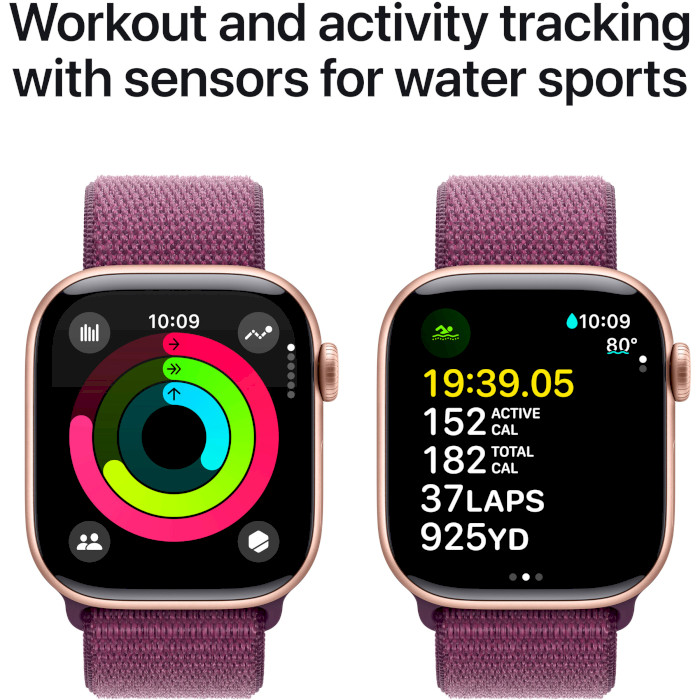 Смарт-годинник APPLE Watch Series 10 GPS 42mm Rose Gold Aluminum Case with Plum Sport Loop (MWWK3QH/A)