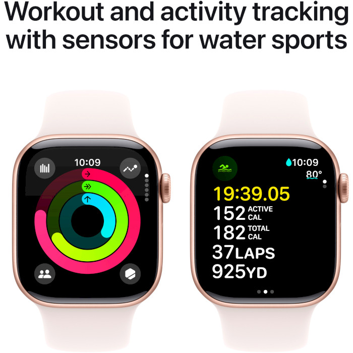 Смарт-годинник APPLE Watch Series 10 GPS 42mm Rose Gold Aluminum Case with Light Blush Sport Band S/M (MWWH3QH/A)