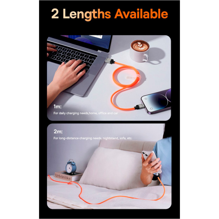 Кабель BASEUS CoolPlay Series Fast Charging Cable USB to iP 2.4A 1м Orange (CAKW000407)