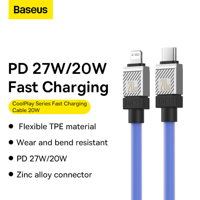 Кабель BASEUS CoolPlay Series Fast Charging Cable Type-C to iP 20W 2м Blue (CAKW000103)