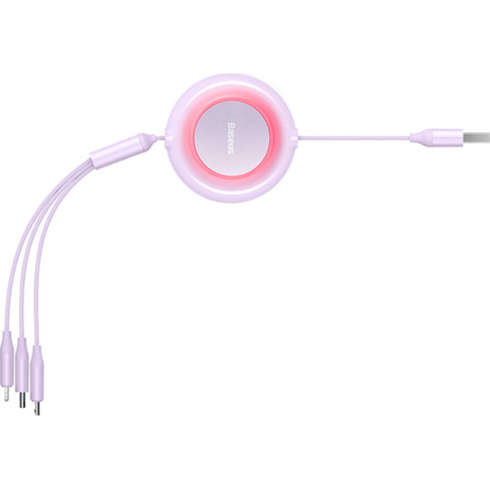 Кабель BASEUS Bright Mirror 2 Retractable 3-in-1 Fast Charging Data Cable USB to M+L+C 3.5A 1.1м Purple (CAMJ010005)