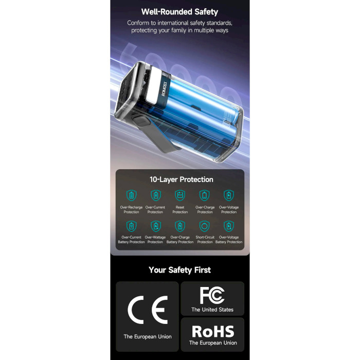 Повербанк ROMOSS PMT60 60000mAh Black (PMT60-1D2-2133H)