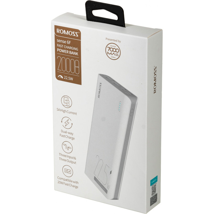 Повербанк ROMOSS Sense 6F 20000mAh White (PPH80-611-1133H)