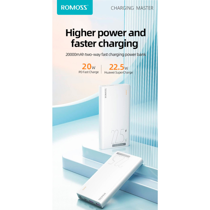 Повербанк ROMOSS Sense 6F 20000mAh White (PPH80-611-1133H)