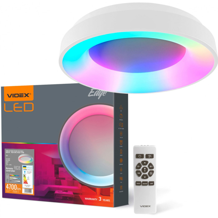 Світильник VIDEX Edge VLE-ERC-RGB-72W White 72W 2700-6000K