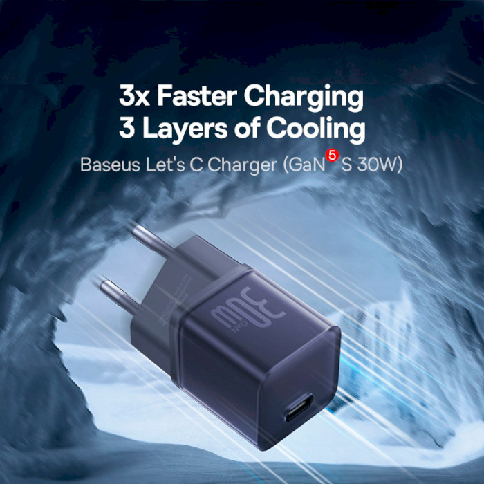 Зарядний пристрій BASEUS GaN5S Fast Charger 1C 30W Midnight Purple (P10162504523-00)