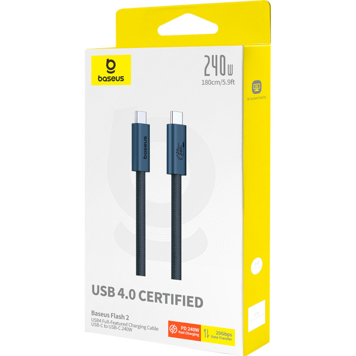 Кабель BASEUS Flash Series II USB4 Full Featured Charging Cable Type-C to Type-C 240W 1.8м Cluster Black (P10311803112-00)