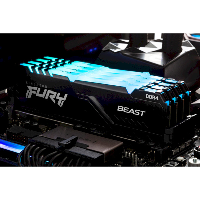 Модуль пам'яті KINGSTON FURY Beast RGB DDR4 3200MHz 64GB Kit 4x16GB (KF432C16BBAK4/64)