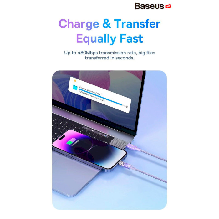 Кабель BASEUS Explorer Series Fast Charging Cable with Smart Temperature Control USB to iP 2.4A 1м Blue (CATS010003)