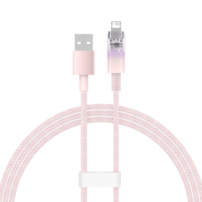 Кабель BASEUS Explorer Series Fast Charging Cable with Smart Temperature Control USB to iP 2.4A 1м Pink (CATS010004)