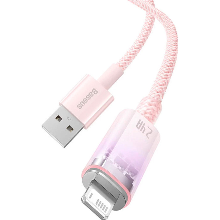 Кабель BASEUS Explorer Series Fast Charging Cable with Smart Temperature Control USB to iP 2.4A 1м Pink (CATS010004)