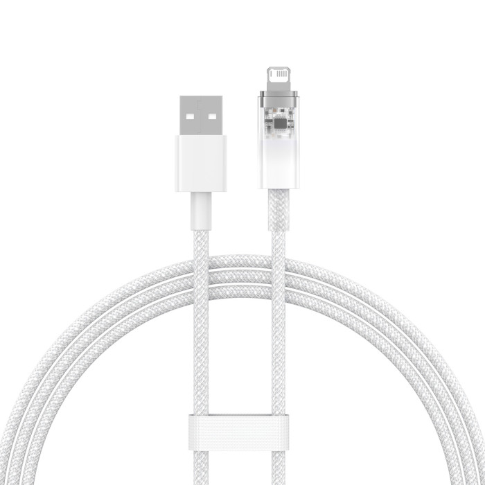 Кабель BASEUS Explorer Series Fast Charging Cable with Smart Temperature Control USB to iP 2.4A 1м White (CATS010002)