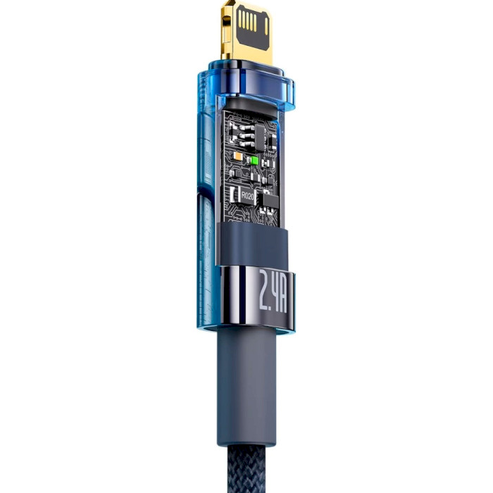 Кабель BASEUS Explorer Series Auto Power-Off Fast Charging Data Cable USB to IP 2.4A 2м Blue (CATS000503)