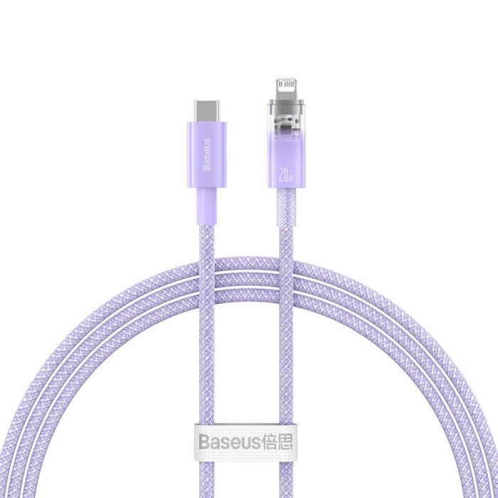 Кабель BASEUS Explorer Series Fast Charging Cable with Smart Temperature Control Type-C to iP 20W 1м Purple (CATS010205)