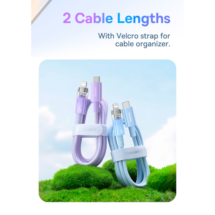 Кабель BASEUS Explorer Series Fast Charging Cable with Smart Temperature Control Type-C to iP 20W 1м Purple (CATS010205)